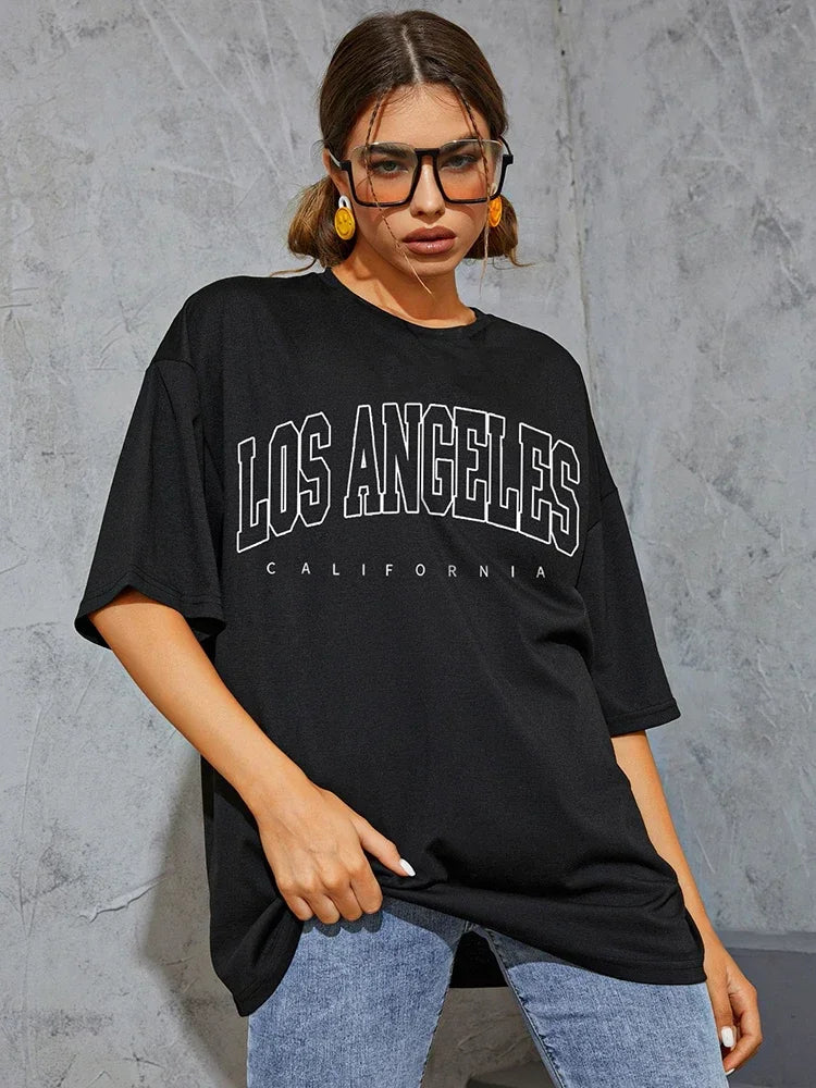 Oversized Los Angeles Graphic Tee – Unisex Streetwear Y2K Style