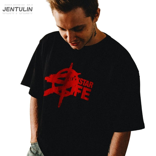 Men’s Oversized Harajuku Graphic Tee – Hip Hop, Punk, Y2K Streetwear