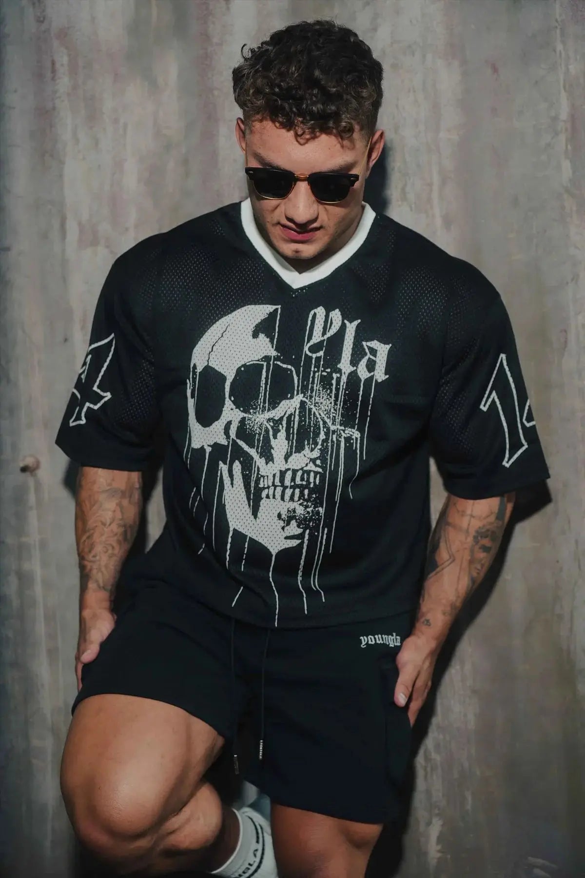 Men’s Oversized Skull Graphic T-Shirt – Streetwear Hip Hop Loose Fit
