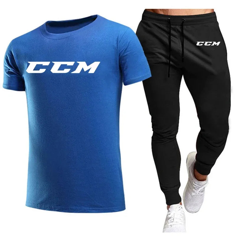 Men’s CCM Summer Tracksuit Set – Short Sleeve T-Shirt & Joggers
