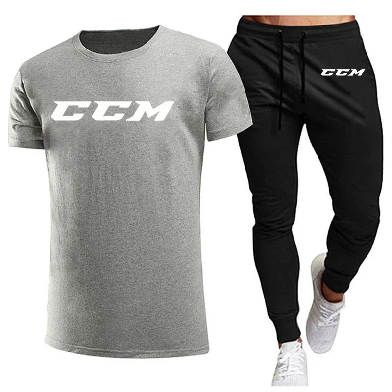 Men’s CCM Summer Tracksuit Set – Short Sleeve T-Shirt & Joggers