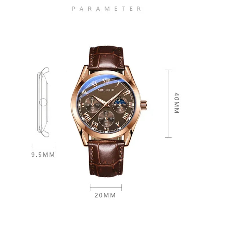 Men’s Classic Leather Strap Quartz Watch – Elegant Business Style