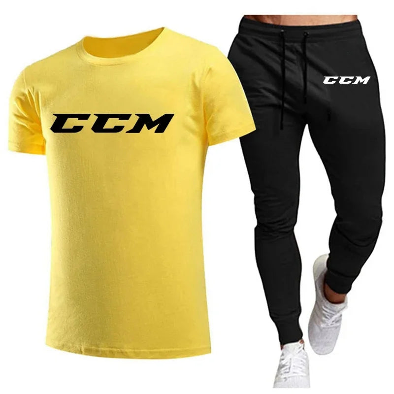 Men’s CCM Summer Tracksuit Set – Short Sleeve T-Shirt & Joggers