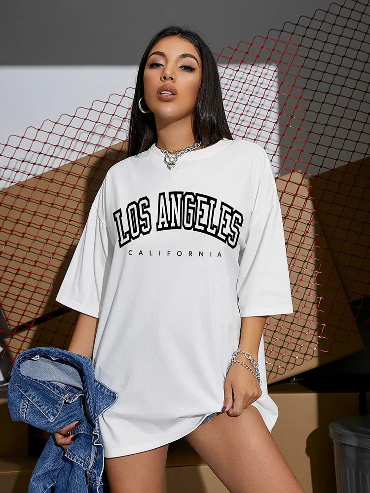 Oversized Los Angeles Graphic Tee – Unisex Streetwear Y2K Style