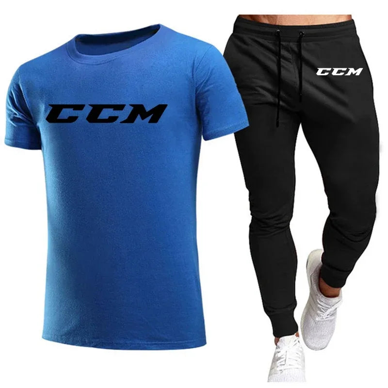 Men’s CCM Summer Tracksuit Set – Short Sleeve T-Shirt & Joggers