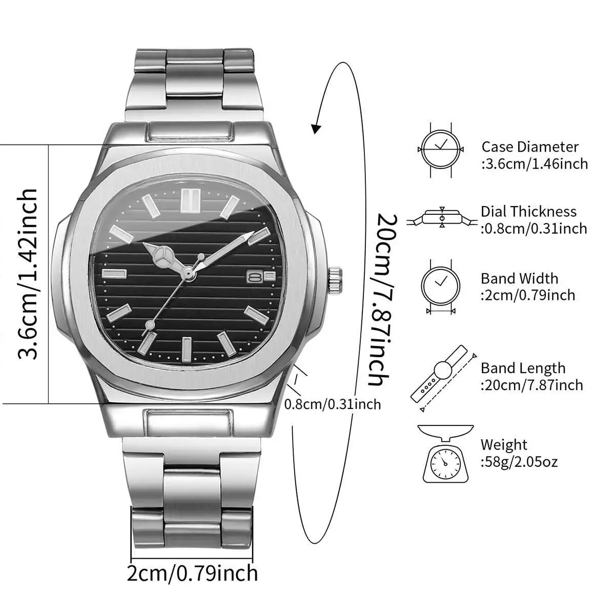 Men’s Luxury Stainless Steel Quartz Watch – Business & Casual Style