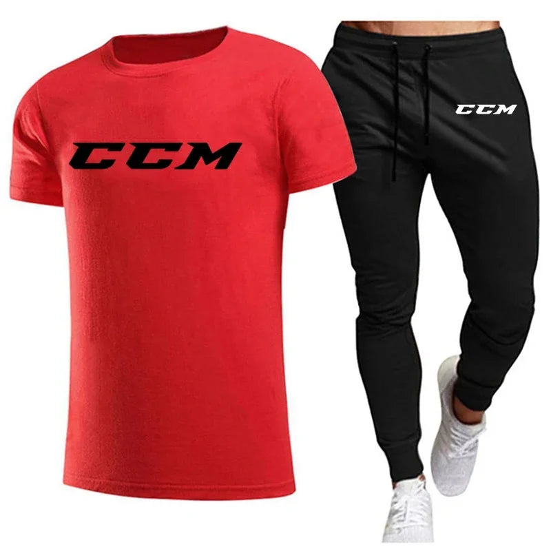 Men’s CCM Summer Tracksuit Set – Short Sleeve T-Shirt & Joggers