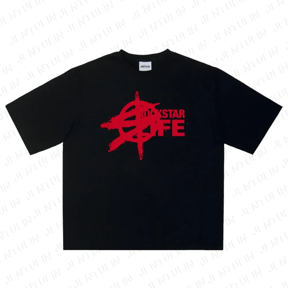 Men’s Oversized Harajuku Graphic Tee – Hip Hop, Punk, Y2K Streetwear