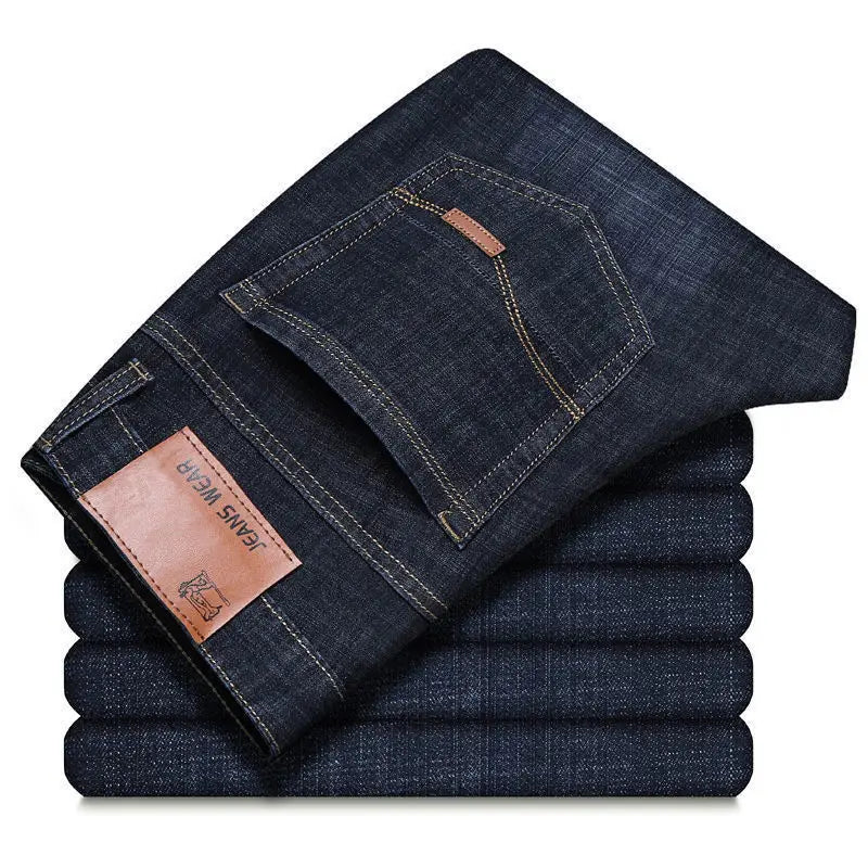 Men’s Classic Stretch Slim Jeans – Casual Business Denim (Black & Blue