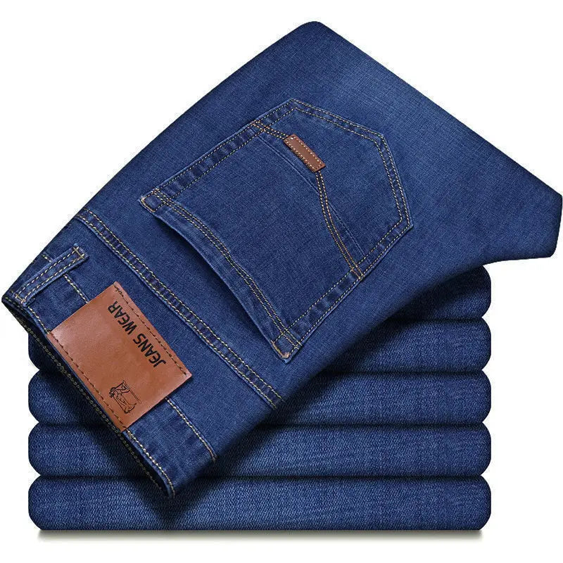 Men’s Classic Stretch Slim Jeans – Casual Business Denim (Black & Blue