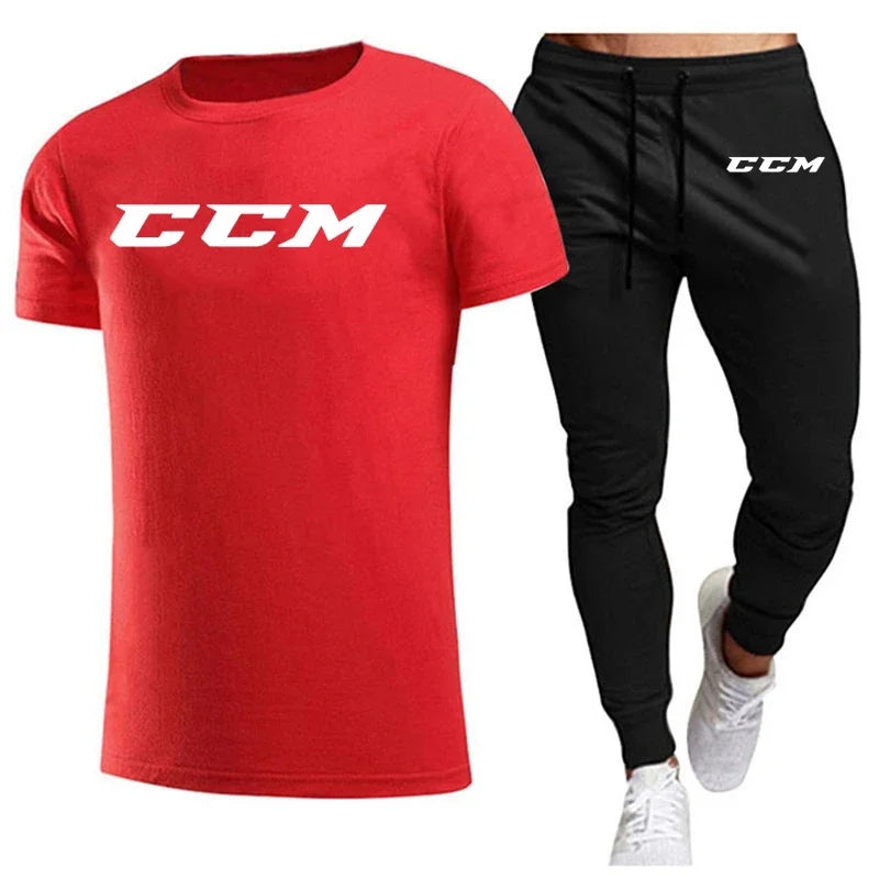 Men’s CCM Summer Tracksuit Set – Short Sleeve T-Shirt & Joggers