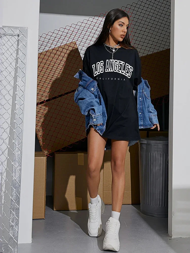 Oversized Los Angeles Graphic Tee – Unisex Streetwear Y2K Style