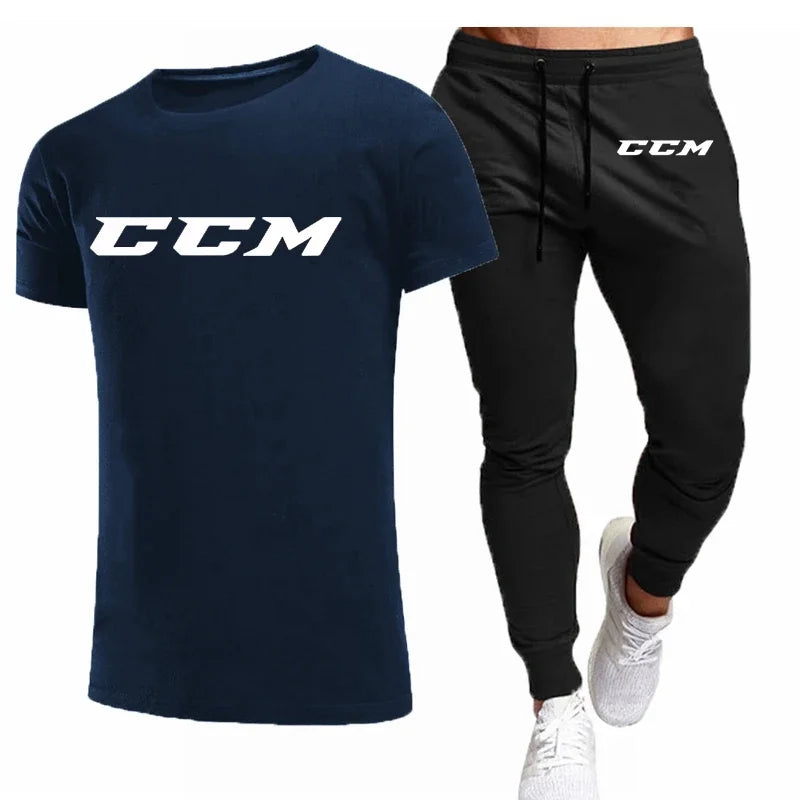 Men’s CCM Summer Tracksuit Set – Short Sleeve T-Shirt & Joggers