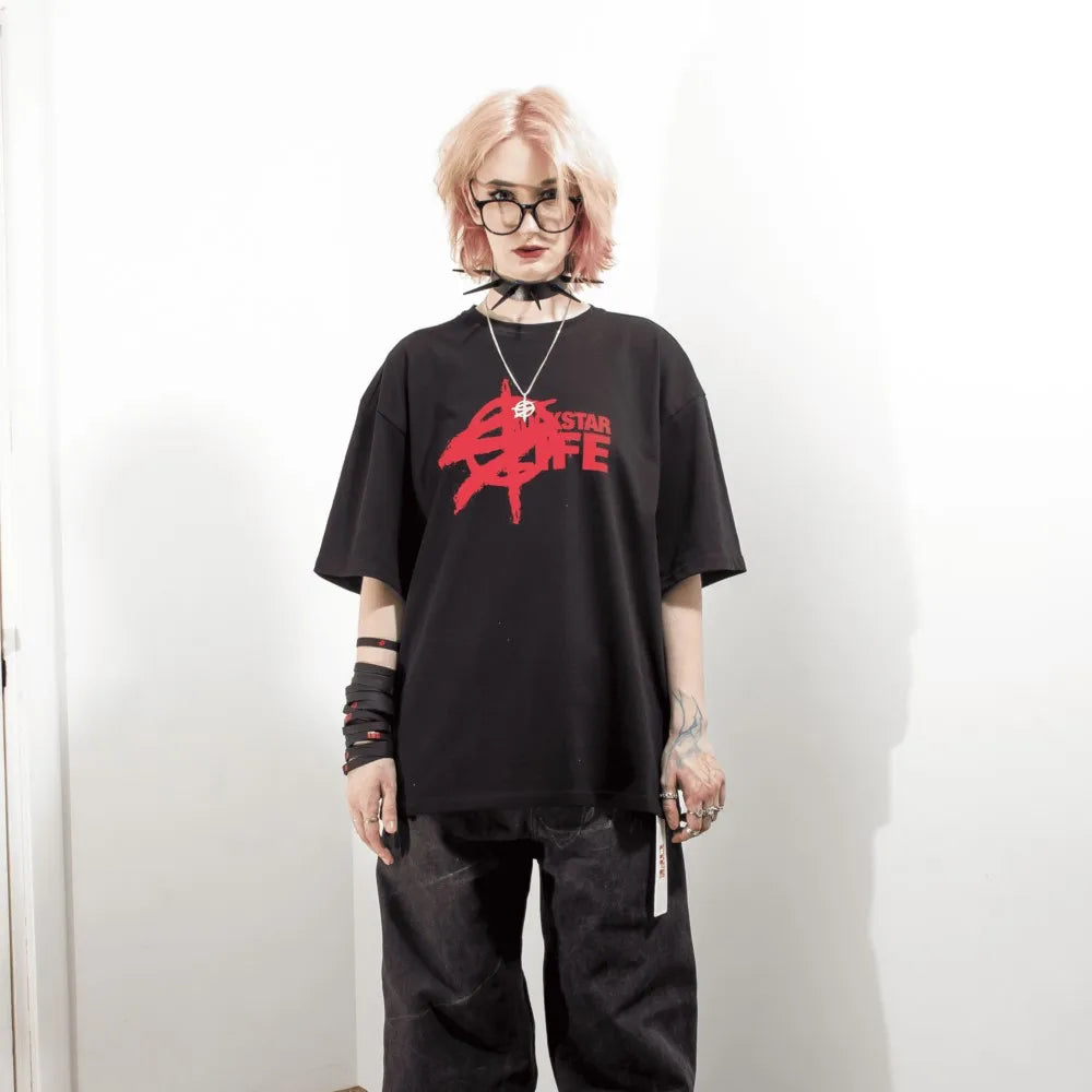 Men’s Oversized Harajuku Graphic Tee – Hip Hop, Punk, Y2K Streetwear