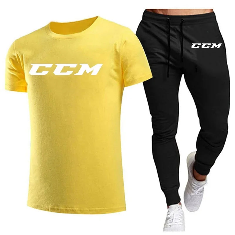 Men’s CCM Summer Tracksuit Set – Short Sleeve T-Shirt & Joggers