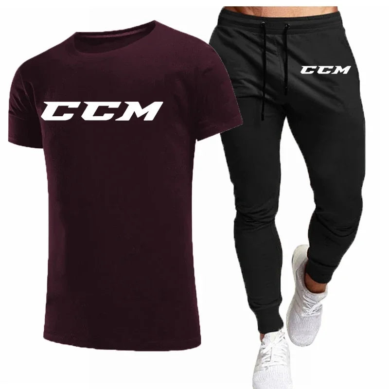 Men’s CCM Summer Tracksuit Set – Short Sleeve T-Shirt & Joggers