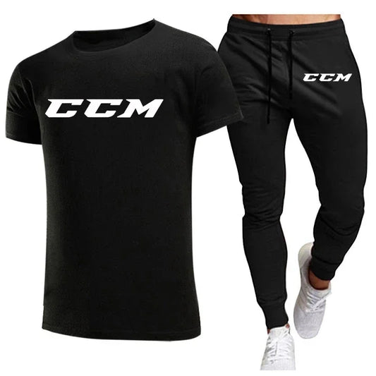 Men’s CCM Summer Tracksuit Set – Short Sleeve T-Shirt & Joggers