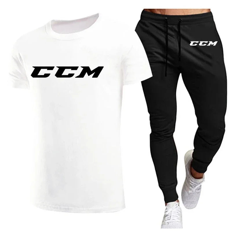 Men’s CCM Summer Tracksuit Set – Short Sleeve T-Shirt & Joggers