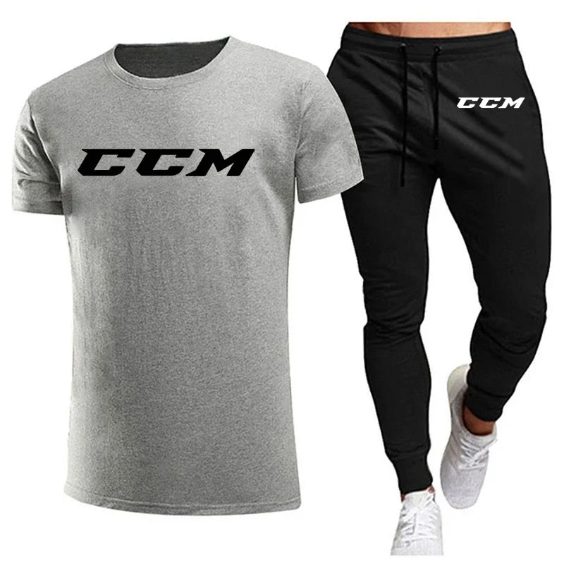 Men’s CCM Summer Tracksuit Set – Short Sleeve T-Shirt & Joggers