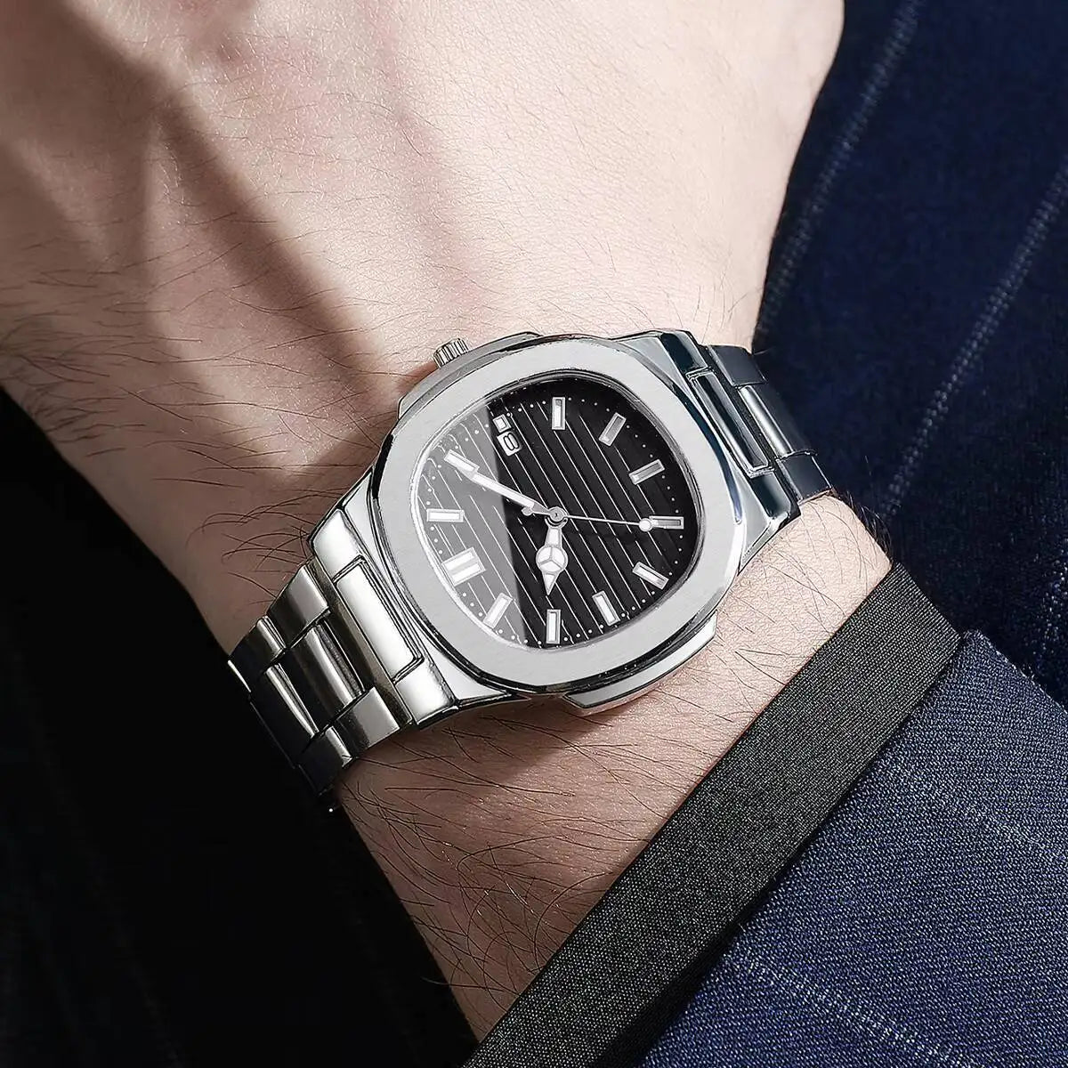 Men’s Luxury Stainless Steel Quartz Watch – Business & Casual Style